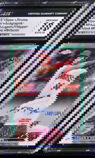 2023 TOPPS LOGAN O'HOPPE CHROME ROOKIE AUTOGRAPHS #RA-LO CGC 10 BL.A3.18