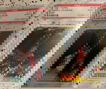 1981 Topps Darryl Dawkins and Artis Gilmore Super Action PSA 9s