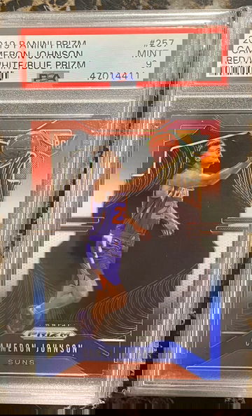 2019 panini prizm Cameron Johnson red white blue prizm #257 mint 9 psa 