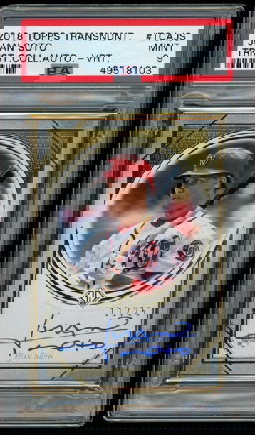 2018 Topps Transcendent #TCAJS Juan Soto Auto RC PSA Mint 9