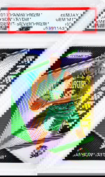 2017 Jayson Tatum Panini Prizm  Emergent Silver Prizm  #EMJAY PSA 10