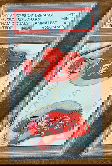 2018 Topps On Demand Dynamic Duals Mike Trout Shohei Ohtani /700 Print Run PSA 9 Mint