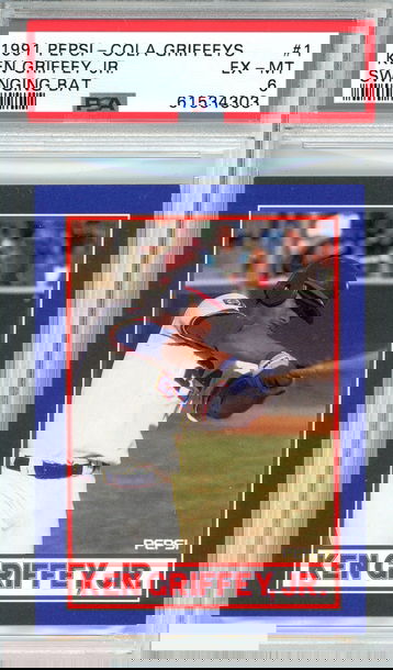 1991 PEPSI-COLA GRIFFEYS KEN GRIFFEY JR  #1 SWINGING BAT POP 1! HOF PSA 6 EX-MT