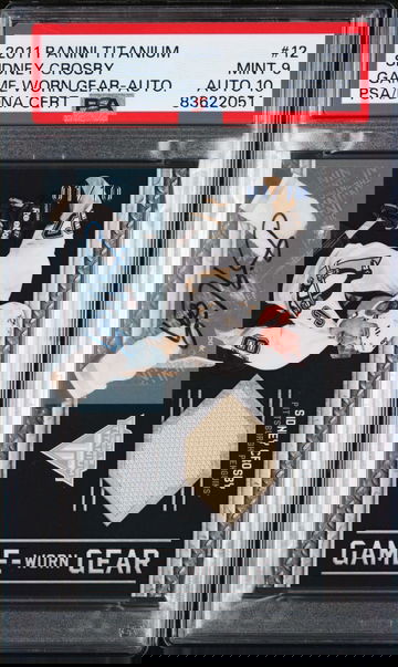 2011 Panini Titanium Game Worn Gear Autograph Sidney Crosby #12 /10 PSA 9