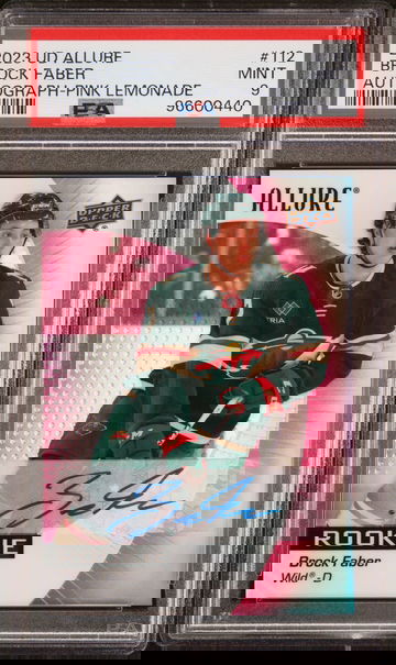 2023 Upper Deck Allure Autograph-Pink Lemonade Brock Faber #112 /5 PSA 9
