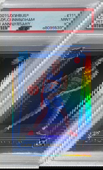 2021-22 Panini Donruss Cade Cunningham Rated Rookie #211 75th Anniversary /75 PSA 9 Mint Detroit Pistons