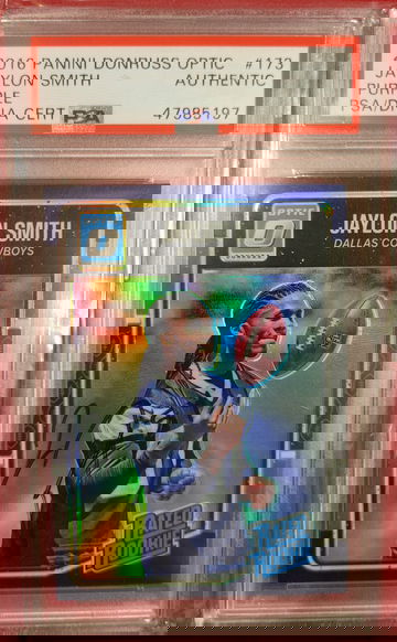 2016 Donruss Optic Purple Rated Rookie Jaylon Smith Autographed 1/299 Produced Dallas Cowboys 