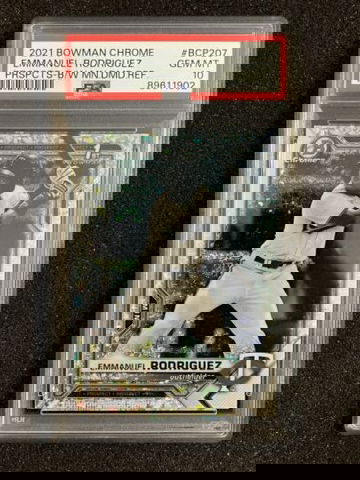 2021 Bowman Chrome 1st Emmanuel Rodriguez #BCP207 B/W Mini Diamond PSA 10