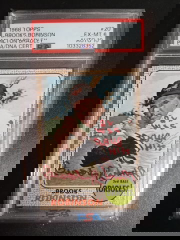 1968 Topps Milton Bradley #20 Brooks Robinson PSA 6 auto 10