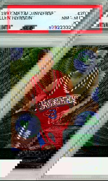 1997 METAL UNIVERSE ALLEN IVERSON #20 HOF PHILADELPHIA 76ERS PSA NM-MT 8