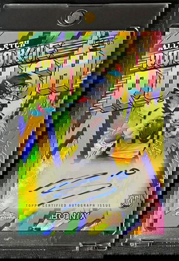 2024 Topps Chrome All Etch Rookie Rush Bo Nix Yellow Refractor Auto /75