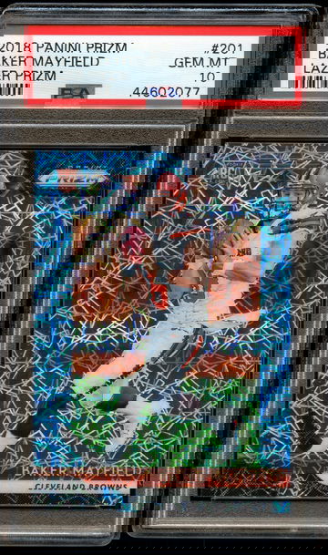 2018 Panini BAKER MAYFIELD Lazer Prizm Rookie #201 PSA 10 Gem Mint RC