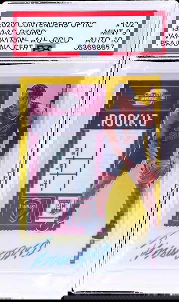 2020 Panini Contenders Optic Gold Isaac Okoro #102 RC Auto /10 PSA 9 Auto 10