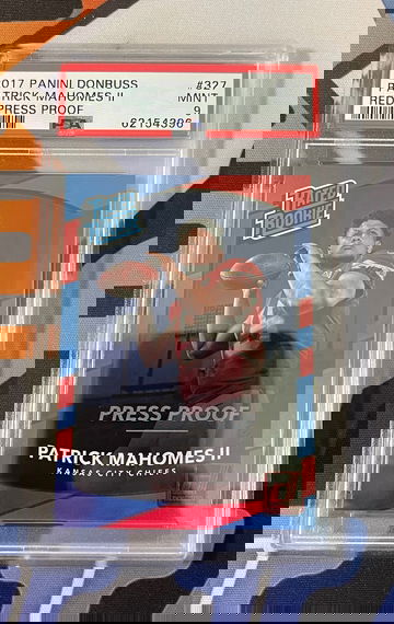 2017 Panini Donruss Patrick Mahomes II Red press Proof PSA9