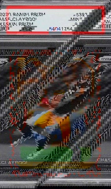 2020 PANINI PRIZM CHASE CLAYPOOL RC SNAKESKIN #392 STEELERS PSA 9 MINT RC SSP