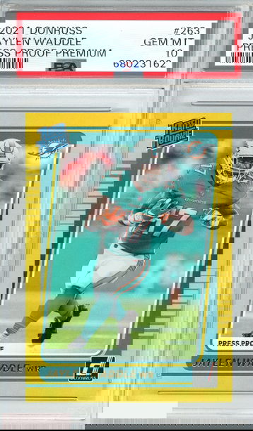 2021 PANINI DONRUSS JAYLEN WADDLE #263 PRESS PROOF PREMIUM RC PSA 10 GEM MT