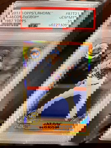 2017 Topps Chrome Jacob Degrom 1987 Topps PSA 10
