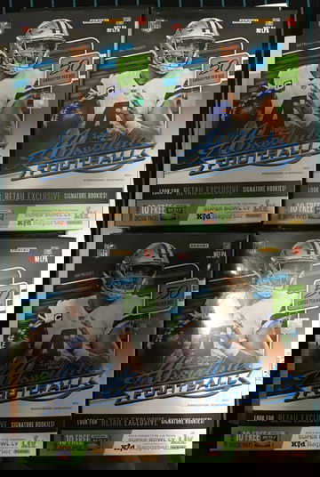 (4) 2020 Absolute Football Hanger Boxes (Joe Burrow, Justin Herbert, Tua Tagovailoa, CeeDee Lamb, Justin Jefferson, Chase Young, Kaboom)