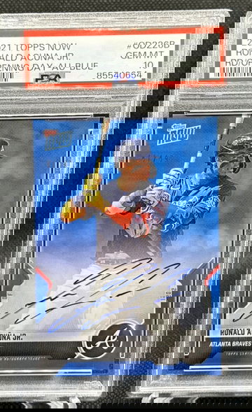 2021 Topps Now Road to Opening Day BLUE AUTO RONALD ACUNA JR /49 PSA 10 POP 1