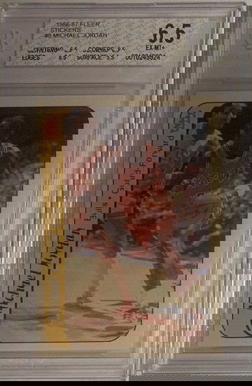 1986 Fleer Sticker #8 Michael Jordan Rookie Card BGS 6.5