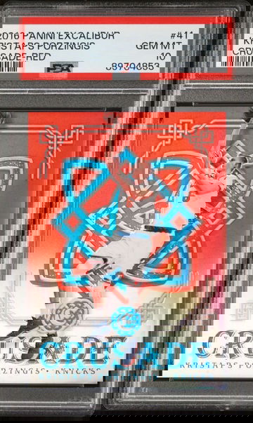 2016-17 Excalibur /99 Kristaps Porzingis Red Crusade Prizm PSA 10 POP 1 !! 🎆