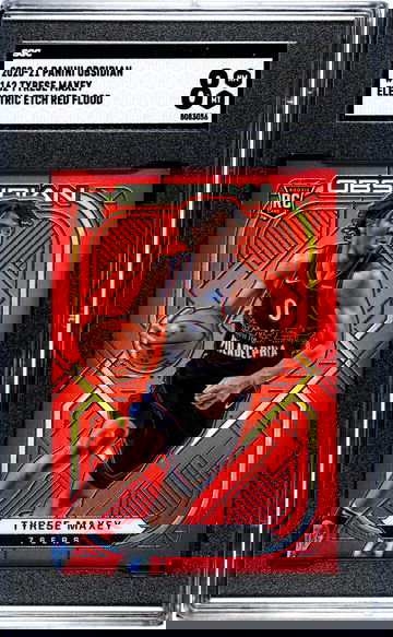 2020-21 Panini Obsidian #162 Tyrese Maxey Electric Etch Red Flood SGC 8