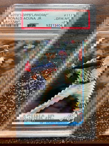 2019 Topps Chrome 117 Ronald Acuna Jr. Batting PSA 10