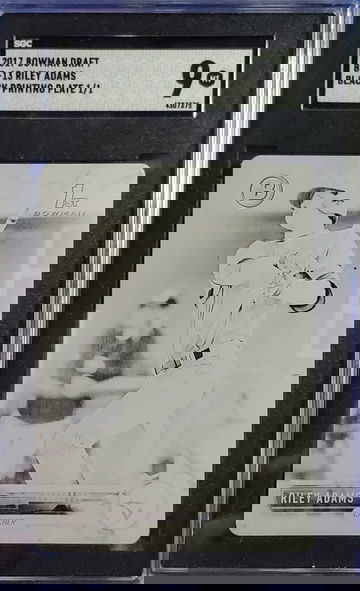 2017 Bowman Draft Riley Adams 1/1 Black Printing Plate
