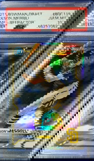 2021 Bowman Draft Refractor Jackson Merrill #BDC119 PSA 10 Padres