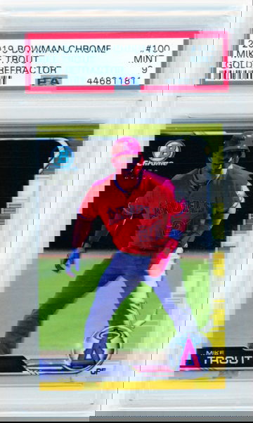 2019 Bowman Chrome #100 Mike Trout Gold Refractor PSA 9 MINT!