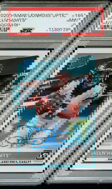 2020 Jalen Hurts Panini Donruss Optic Rated Rookie Auto /150 PSA 9 #164 Autograph RC