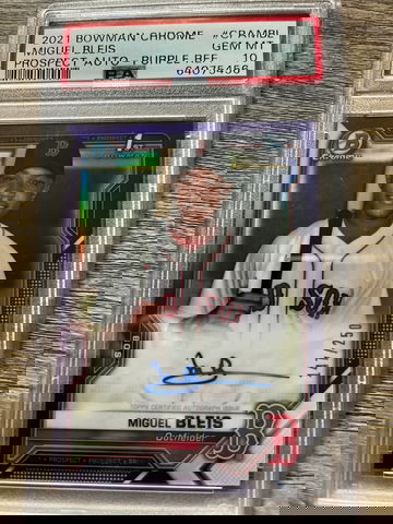 2021 Miguel Bleis Purple Refractor 14/250 PSA: Gem Mint 10 Auto #CPAMBL