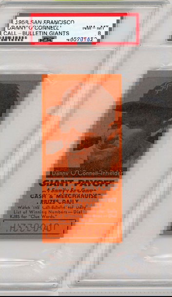 1958 San Francisco Call-Bulletin Giants Danny O'Connell PSA 8 P1246