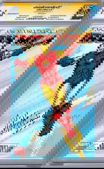 IRON MAN #25 CGC-SS 9.6 NM *VARIANT COVER SIGNED ARTIST HERB TRIMPE* 1939-2015