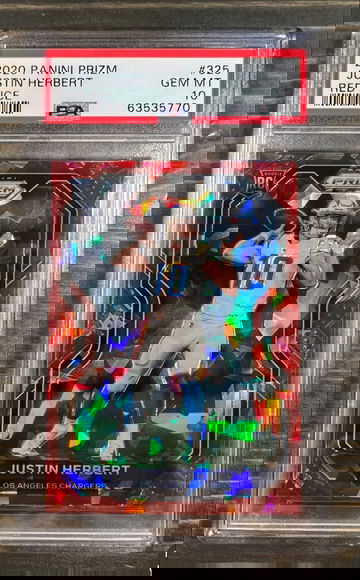 Justin Herbert Red Cracked Ice PSA 10