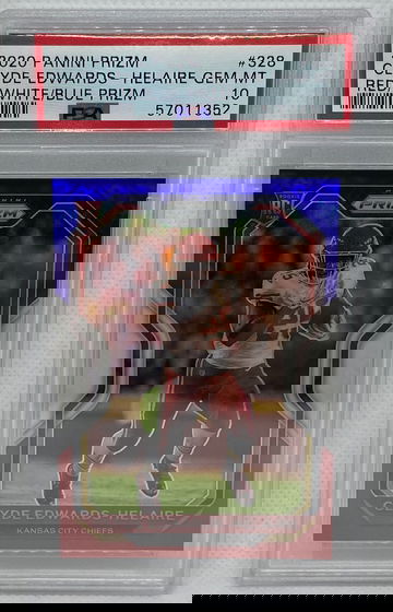 Clyde Edwards-Helaire 2020 Panini Prizm Red White Blue Prizm Rookie Card PSA 10