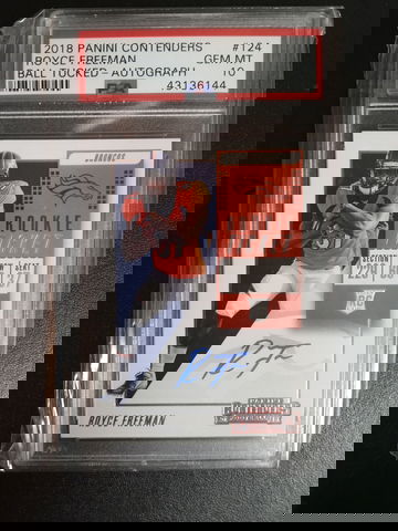 2018 panini contenders rookie ticket Royce Freeman RC PSA 10 