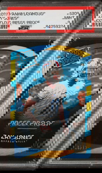 2017 Panini Donruss Gold D/C Press Proof Zay Jones #309 RC /25 PSA 9