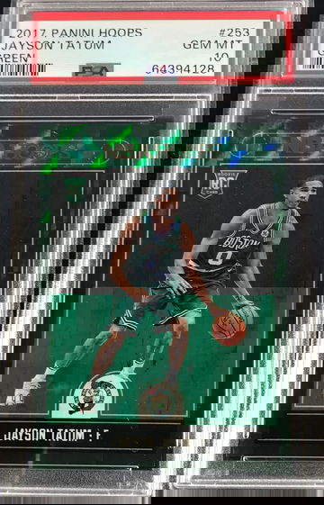 2017 Jayson Tatum NBA Hoops Green Checkerboard Rookie Card PSA 10 Gem Mint #253 Color Match RC