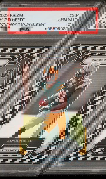 2023 Panini Prizm Black & White Checker Jayden Reed #334 RC PSA 10