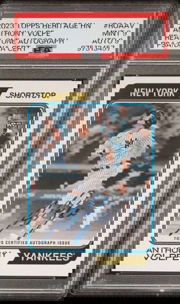 2023 TOPPS HERITAGE REAL ONE AUTOGRAPHS #ROAAV ANTHONY VOLPE REAL ONE AUTO PSA 9