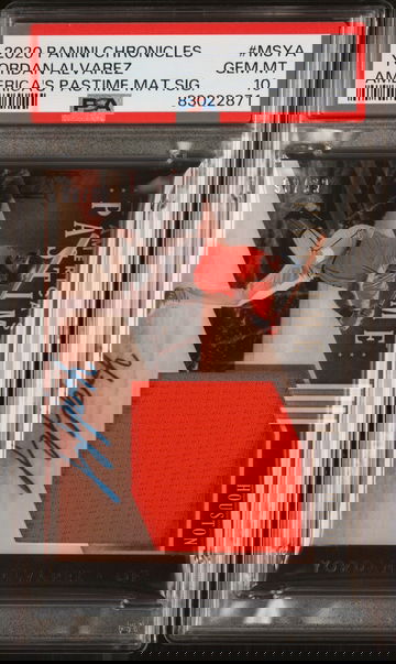 2020 Panini Chronicles Amer. Pastime Yordan Alvarez #MSYA Patch Auto /99 PSA 10