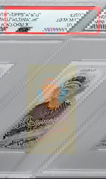 2018 TOPPS A&G #207 RONALD ACUNA JR MINI - A&G BACK PSA 10