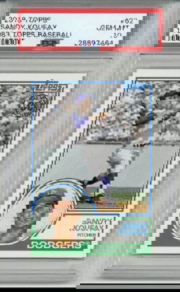 2018 TOPPS 1983 TOPPS BASEBALL #62 SANDY KOUFAX CARD DODGERS PSA 10 LOW POP