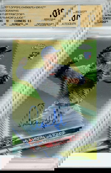 2017 TOPPS CHROME UPDATE GOLD REF AARON JUDGE #HMT40 BGS 10 PRISTINE AUTO 10 RC