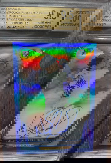 2014 Bowman Chrome NICK CASTELLANOS BLUE RC REFRACTOR AUTO 221/250 BGS 9.5