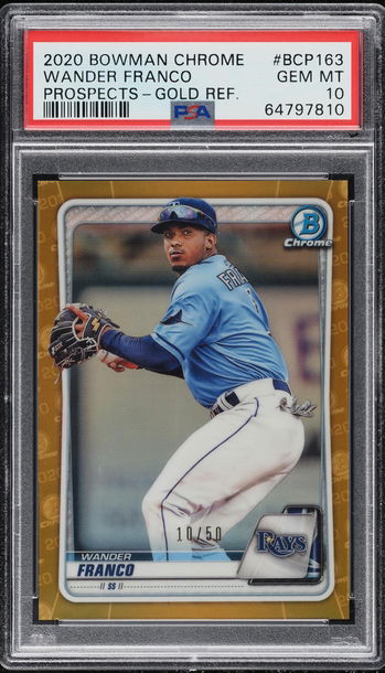 2020 BOWMAN CHROME PROSPECTS GOLD REFRACTOR WANDER FRANCO ROOKIE /50 - PSA 10