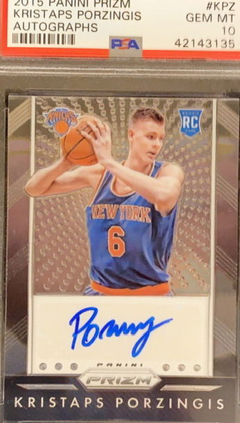 2015 Kristaps Porzingis panini prizm auto psa 10