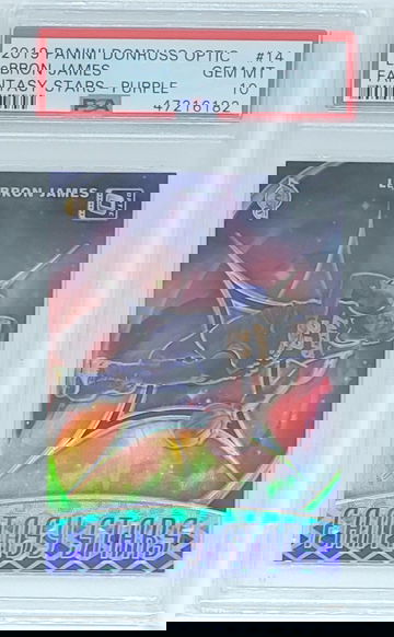 2019 Optic Lebron James Fantasy Stars Purple Holo Prizm #14 PSA 10 GEM MINT