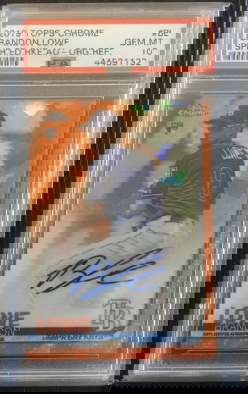 2019 Topps Chrome Sapphire Brandon Lowe Orange Refractor PSA10